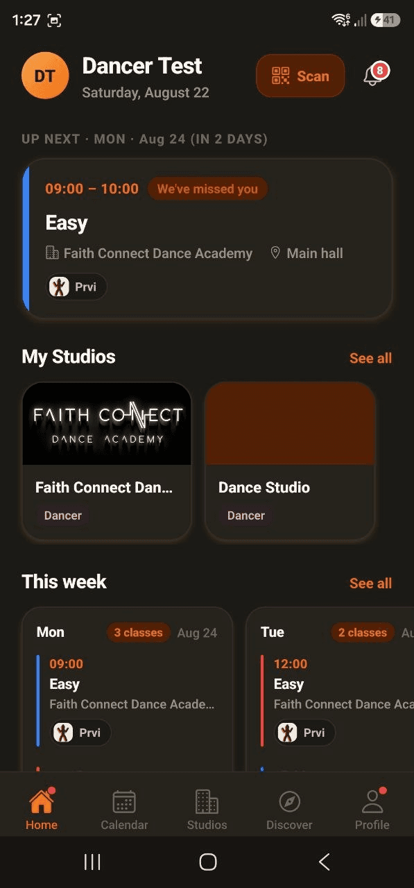 The DanceIT app: your studio's schedule, check-ins and groups